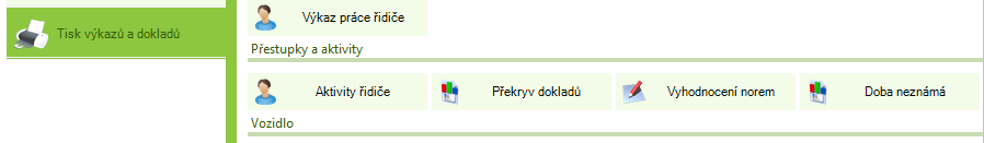 Graf činností obnovíte v zobrazení kliknutí na položku Vyhodnocení norem v rámci stromu řidičovy kontroly.