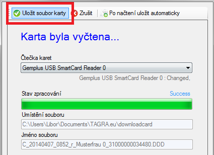 2. Vyčíst kartu řidiče Slouží k vyčtení karty řidiče pomocí čtečky čipových karet připojené k počítači. 1.