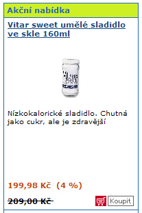 Obrázek č. 12 Ukázka položky z akční nabídky Pro zákazníka je dalším zajímavým údajem dodací lhůta ve dnech a délka exspirace v měsících.