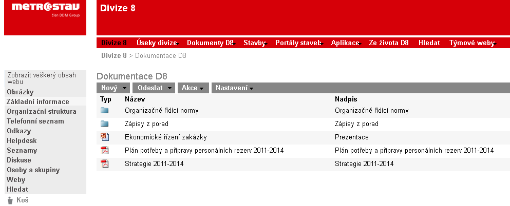 11.2 SharePoint v rámci VOŠIS SharePoint v této formě Virtual PC přináší studentům pouze základní seznámení. V budoucnu by se mohl stát pro školu a hlavně pro studenty velkým přínosem.