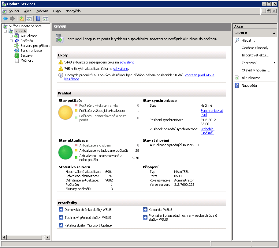Obrázek č. 7: Update Services Zdroj: Copyright 2007 Microsoft Corporation a vlastní úprava 2.
