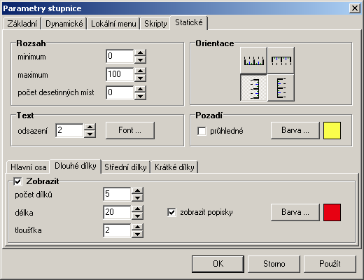 Komponenty Reliance 3 design způsobení rozměrů rámu obrázku), nebo formou dlaždic. 2.9.19 Stupnice Statická komponenta pro zobrazení měřítka.