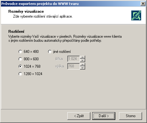 Průvodce exportem projektu do WWW tvaru Reliance 3 design Druhým krokem je výběr počítače definovaného v projektu. Tím je zajištěno, že se WWW klient bude chovat jako vybraný počítač tzn.