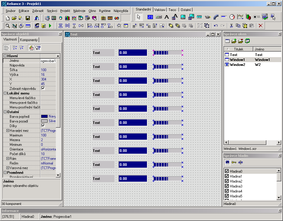 Reliance 3 design Okno vizualizačního projektu 2.5.