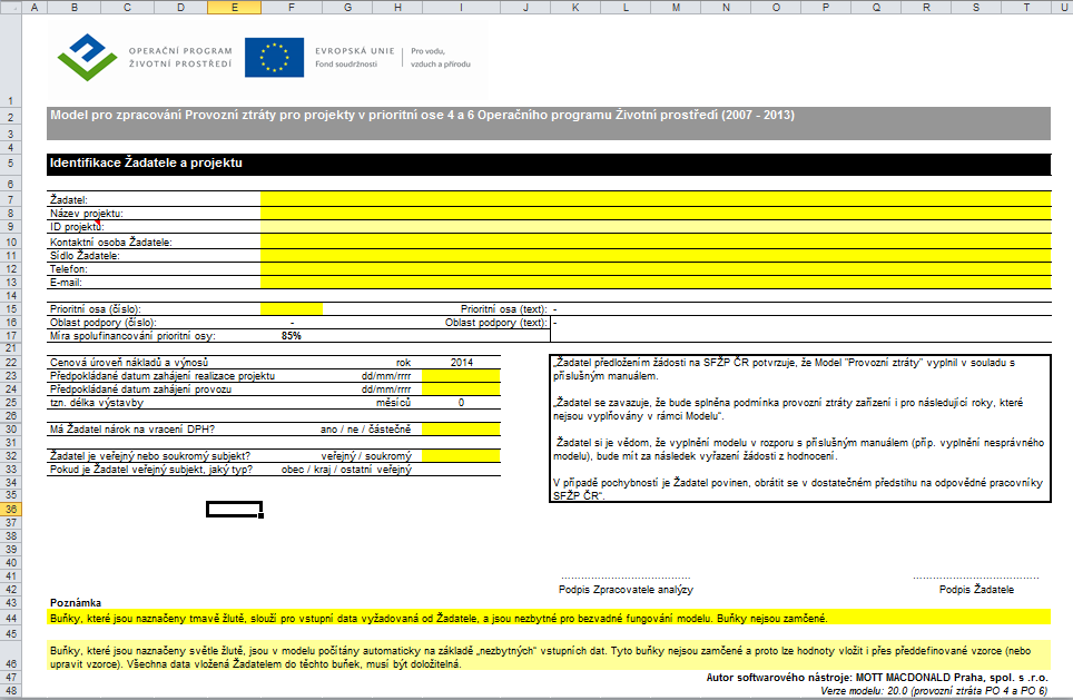 uvedené v tomto listu musí odpovídat údajům uvedeným v elektronické Žádosti BENE-FILL.