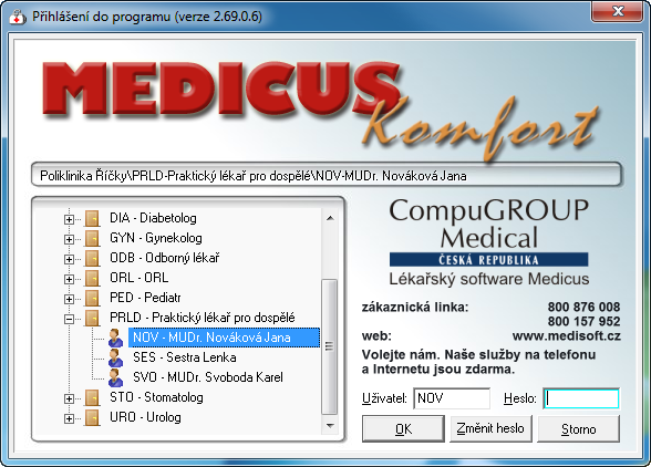 24 Medicus Komfort se s textem a v instalaci pokračujte stiskem tlačítka Dokončit. Tím je instalace ukončena.