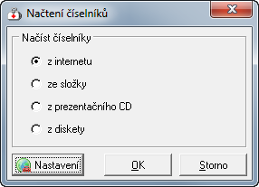 Průvodce úvodním nastavením 1. Nahrání číselníků do programu provedete tlačítkem 41. 2.