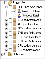 Vybrané moduly a funkce programu 87 Nastavení zobrazených pracovišť 1. Po nastavení časového období kalendáře si zvolte pro jaké pracovníky chcete kalendář zobrazit.