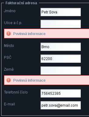 6.4. TESTOVÁNÍ <form:input path="invoiceaddress.customername"/> <form:errors path="invoiceaddress.customername" element="span" cssclass="portlet-msg-error"/> </p>.