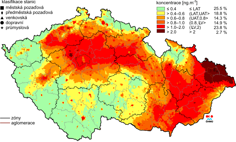 Generální rozptylová studie Jihomoravského kraje 2016 (sorpce na povrchu částic).