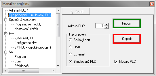 5.1.3 Simulované PLC Jak již bylo řečeno v úvodu, pracuji pouze s virtuálními nástroji, tj. v současné době nemám k dispozici ani reálné PLC.