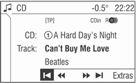 CD přehrávač 103 Posloucháte CD ve zvolené přihrádce na CD. V závislosti na typu CD se v nabídce CD zobrazují různé informace o CD.