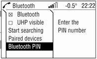 144 Úvod Pro vyjmutí mobilního telefonu stiskněte uvolňovací tlačítko na adaptéru. Připojení Bluetooth Musí být aktivována funkce Bluetooth v mobilním telefonu, viz návod k obsluze mobilního telefonu.