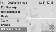 64 Navigace stanice), tyto se na mapě zobrazí pomocí příslušných symbolů. Nastavení navigace 3 37 4. Zvolte položku nabídky Set destin.