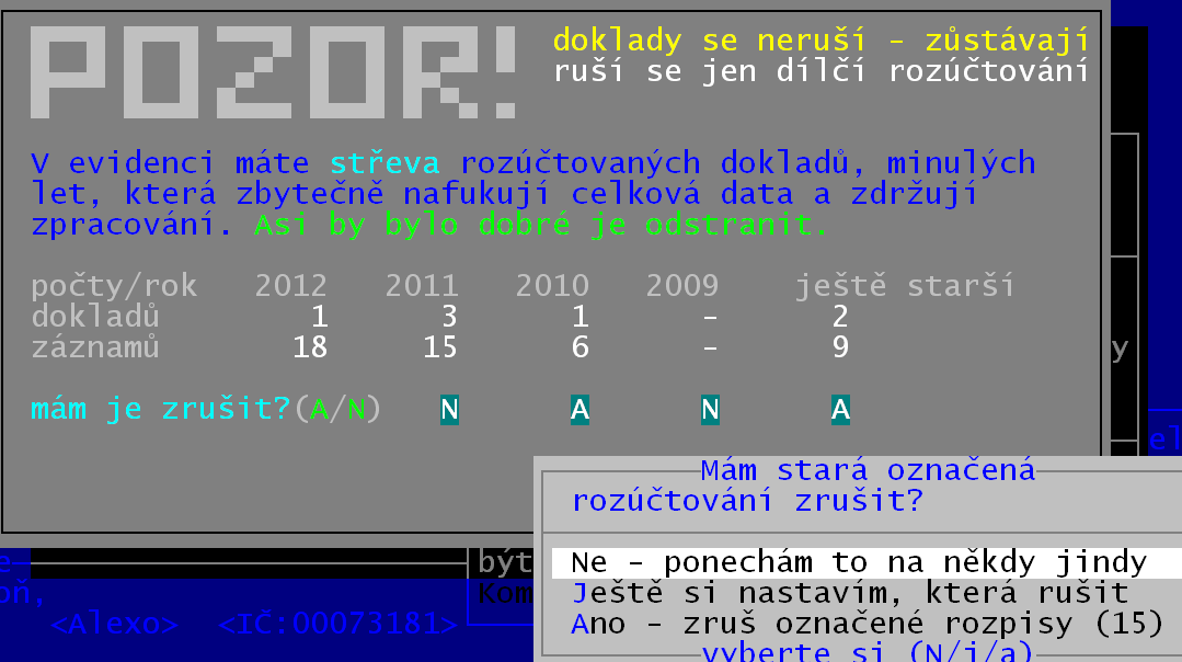 Fakturace Alexo verze 5. xxx verze 5.11 1.3.2012 čistka v rozúčtování Při rozúčtování dokladů vznikají střeva = jednotlivé záznamy, které nesou účetní informace.