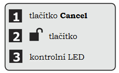 ISTORAGE DISKASHUR OVLÁDACÍ PANEL Tlačítko Cancel se používá k: Zrušení stávající operace Návratu k předchozímu kroku, když víte, že jste zadali špatný PIN Opuštění Administrativního režimu Tlačítko