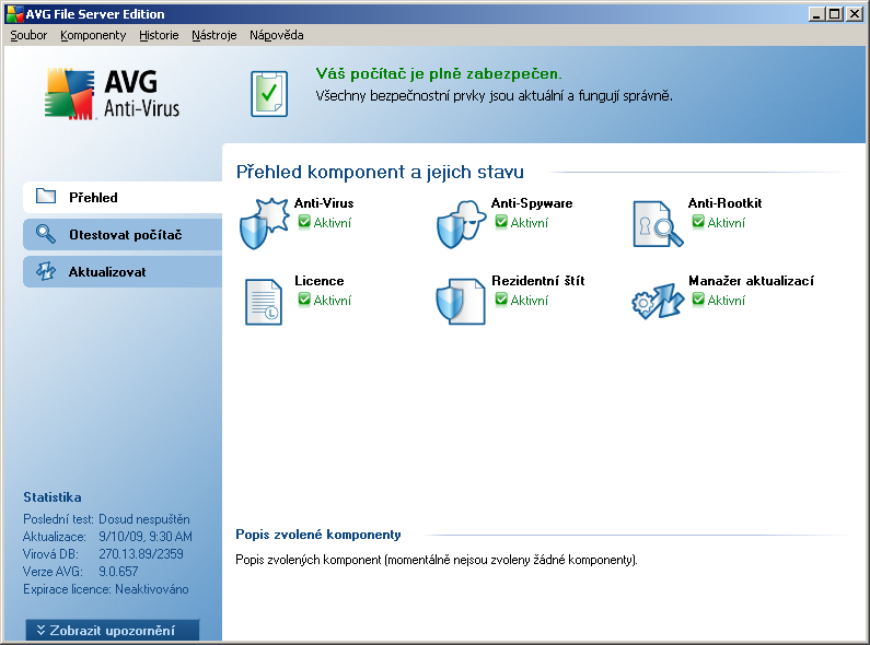 6. Uživatelské rozhraní AVG AVG 9.