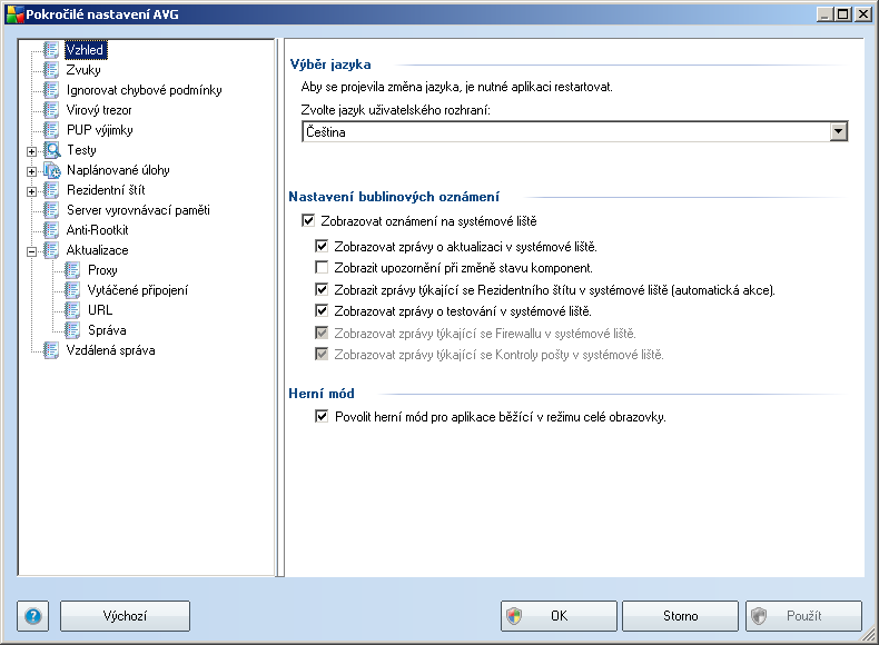 9. Pokročilé nastavení AVG Dialog pro pokročilou editaci nastaveni programu AVG 9.0 File Server se otevírá v novém okně Pokročilé nastavení AVG.