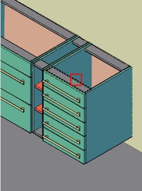 Vybere se druhá záložka (na horním obrázku je v červeném rámečku). Horní skříňka se potom posune nahoru a dozadu.