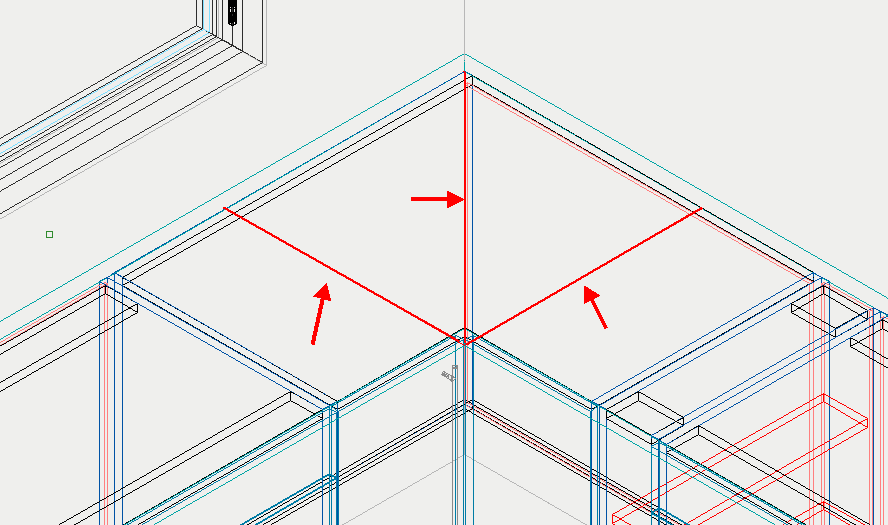 Pracovní deska může být opatřena dělicím řezem. Před spuštěním této funkce se zobrazení přepne do 3D drátěný model V menu Asistent se vybere funkce Rozdělit pracovní desku (s doporučením).