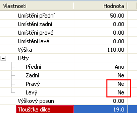 Zobrazí se dialog pro vložení soklu. V bodě Lišty se volba Pravá nastaví na Ne a volba Levá také na Ne. Vpravo a vlevo se proto nevloží soklová lišta.