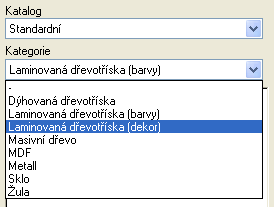 Pohled na sestavu s vloženými dekorativními prvky Krok 5, výběr materiálu Nábytek, pacovní deska, lišty, sokl a pohledové boky mohou být z různých materiálů.