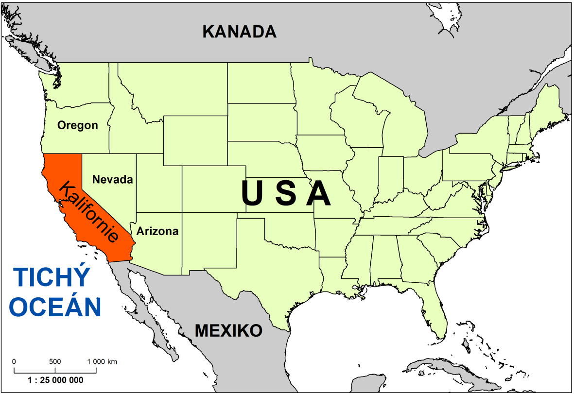 4. Komplexní charakteristika zájmového území Zlom San Andreas se nachází na jihozápadě Spojených Států Amerických, konkrétně ve státu Kalifornie (California).