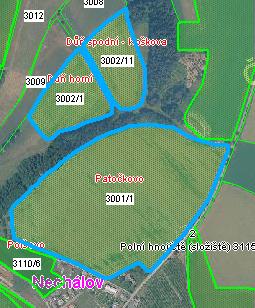 4. Do areálu připojím požadované parcely zaškrtnutím a kliknutím na tlačítko Připojit vybrané parcely.