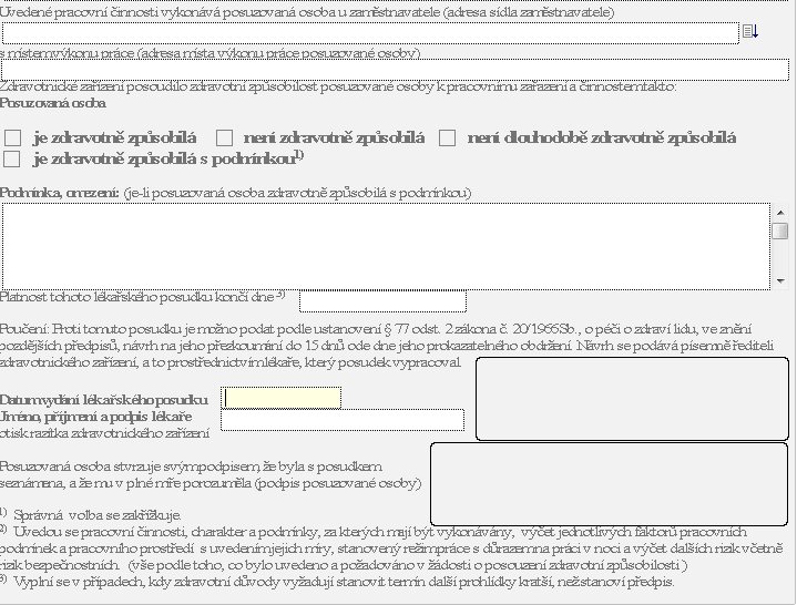 Lékařský posudek o způsobilosti k práci k