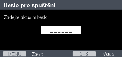 4. Změna nastavení projektoru Vkládání čísel K zadávání čísel použijte číselná tlačítka na dálkovém ovládání. 7. Objeví-li se potvrzovací displej, zvolte [OK] a poté stiskněte tlačítko [Enter]. 8.