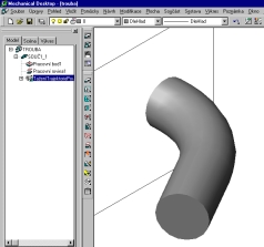 a úhel zúžení = 0. Po stisknutí OK se vytáhne těleso. Zatím to sice není trubka, ale plná tyč což je ovšem správně, protože jsme táhli kružnici a ne mezikruží.