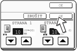 Speciál režimy 1. Stiskněte tlačítko [POSUNUTÍ TISKU] na obrazovce SPECIÁLNÍ REŽIMY. Zobrazí se obrazovka nastavení posunu tisku.