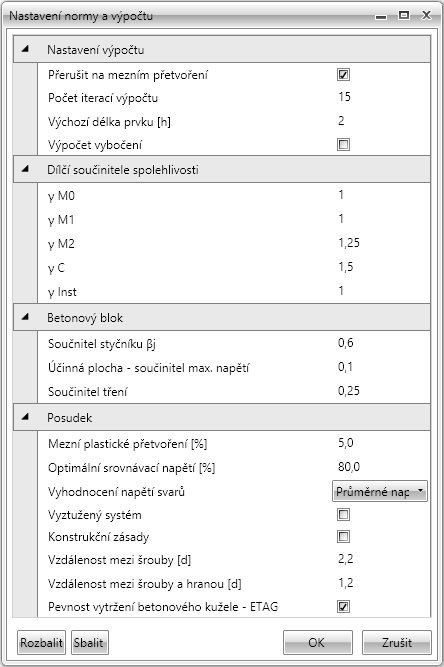 Uživatelská příručka IDEA Connections 126 5.13 Nastavení normy a výpočtu Nastavení normy a výpočtu se spustí příkazem Norma na kartě CBFEM.