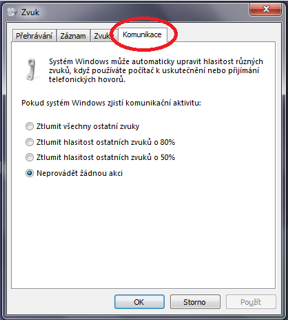 V případě, že vlastníte operační systém Windows 7 (8) můžete níže na obrázku vidět nastavení a výběr správného