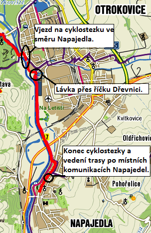 Obrázek 16: Cyklotrasa č. 47 v úseku Otrokovice Napajedla Zdroj: (Autorka s využitím zdroje 19) Nedostatky úseku: - V úseku cyklostezky Otrokovice Napajedla nevhodná lávka pro cyklisty (obr. 17).