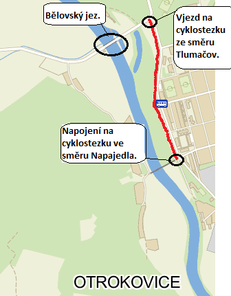 Obrázek 24: Nová cyklostezka ve městě Otrokovice Zdroj: (Autorka s využitím zdroje 19) Zhodnocení návrhu Dostavba této části cyklotrasy mezi obcemi Kvasice a Bělov by měla význam zejména ve zvýšení