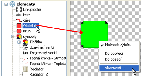 12 Vložení kruhu nebo obdélníku Z vyhledávacího stromu si můžete na kreslicí plochu stáhnout kruhy