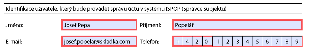 Postup při ztrátě nebo zapomenutí přístupových údajů do ISPOP c) Vyplnit nový registrační formulář POZOR!