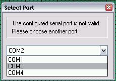 Spuštění programu Spusťte program GGset a vyberte sériový port, na kterém je zařízení připojeno (port, který jste nastavili jako virtuální com port při instalaci).