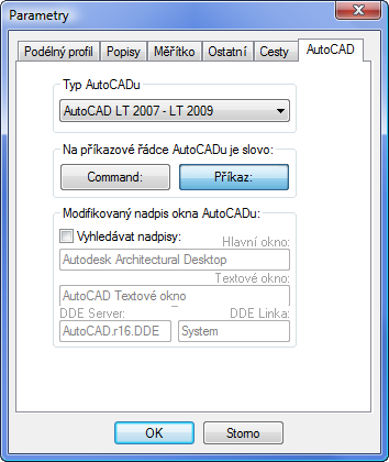 Kapitola 3 Parametry - Podélný profil: Nastavení podélného profilu, pro který se bude provádět odečet a export dat. V závislosti na tomto nastavení se bude mírně lišit hlavní okno programu.