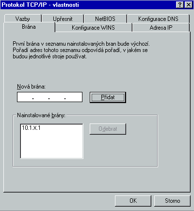 Windows 95,98, Me Z nabídky Start vyberte menu Nastavení a dále Ovládací panely. Klikněte na ikonu Síť. Zobrazí se okno s nastavením Síťových služeb, adaptérů a protokolů.
