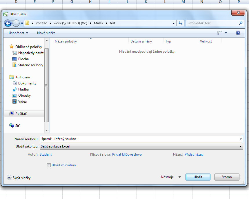 2.3.1 Ukládání souborů na disk W DŮLEŽITÉ!!! Při ukládání souborů na disk Work (soubory, které ukládáte učitelům) je nutné dodržet následující pokyny.
