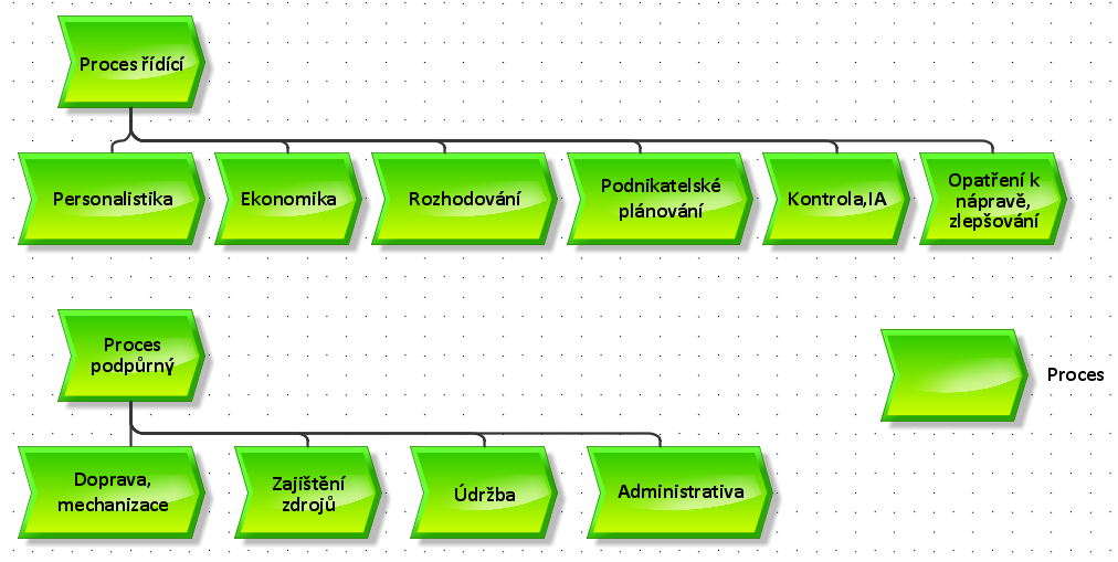 Obrázek 9 - Model klasifikace procesů ve firmě Zdroj: vlastní zpracování 9.3 Revize struktury dokumentů Pro revizi struktury dokumentů je nutné nejdříve stanovit základní požadavky na dokumentaci.