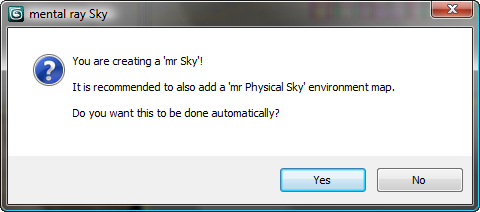3ds Max otevře dialogové okno s dotazem, zda do scény chcete přidat mapu prostředí mr Physical Sky. 11.