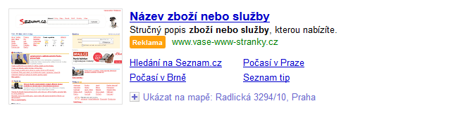 Pokročilé funkce Skliku Sklik Odkazy Rozšiřující odkazy na další stránky webu, zpravidla další stránky webu či kategorie e-shopu nebo firemní profily na sociálních sítích apod.