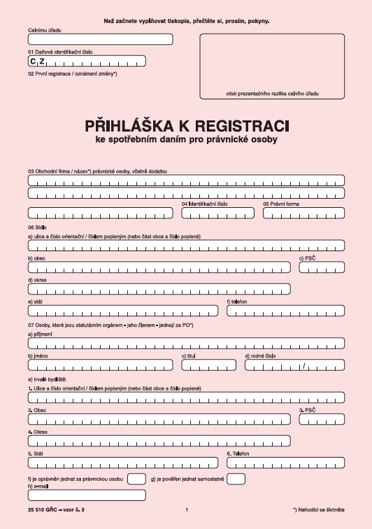 Příloha 4: Přihláška k registraci ke