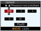 Základní nastavení při prvním zapnutí fotoaparátu Po prvním vložení baterie do fotoaparátu se na displeji zobrazí stránka určená k nastavení jazyka displeje, datumu a času.