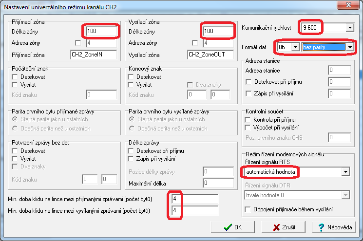 Po stisku tlačítka OK je sériový kanál CH2 nastaven pro komunikaci s nadřízeným systémem. UPOZORNĚNÍ Sériové kanály CH2 až CH4 mají výměnné rozhraní.
