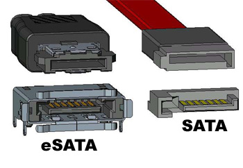 e-sata rozhraní je to v podstatě SATA rozhraní vyvedené na konektor pro připojení vnějších zařízení, většinou pevných disků. Má tedy výhody SATA, především rychlost běžně 3 Gb/s.