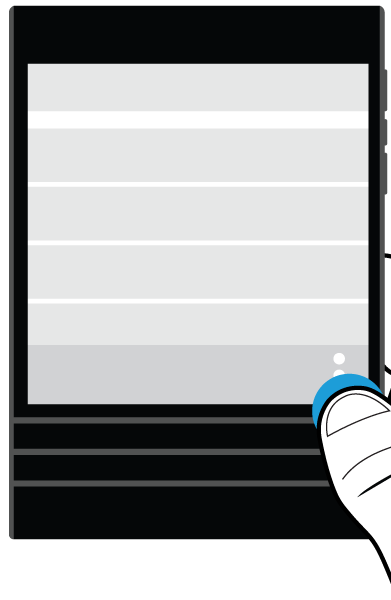 Nastavení a základní funkce Rada: Při nahlédnutí do aplikace BlackBerry Hub držte prst na obrazovce. Chcete-li se vrátit k předchozí práci, potáhněte prstem zpět dolů.